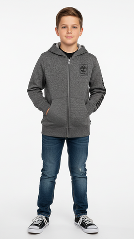 TIMBERLAND boys Charcoal Zip-Up Hoodie