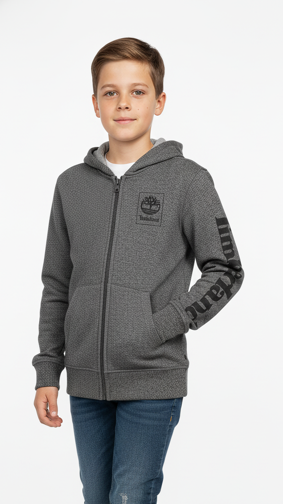 TIMBERLAND boys Charcoal Zip-Up Hoodie