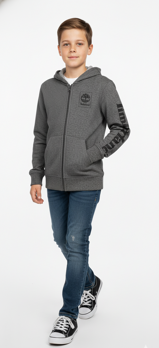 TIMBERLAND boys Charcoal Zip-Up Hoodie