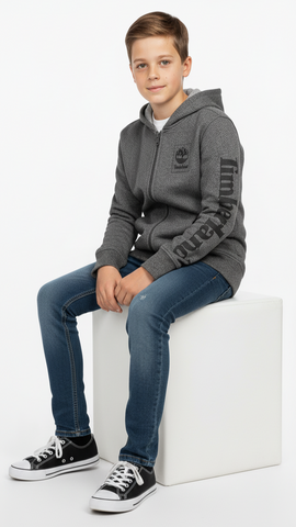 TIMBERLAND boys Charcoal Zip-Up Hoodie