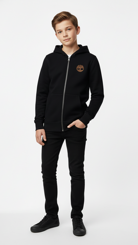 TIMBERLAND Boys Black Zip-Up Hoodie