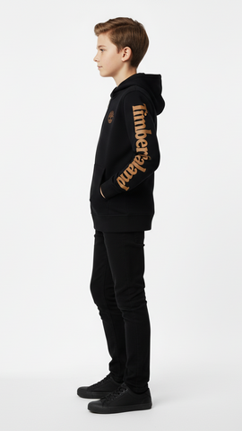 TIMBERLAND Boys Black Zip-Up Hoodie