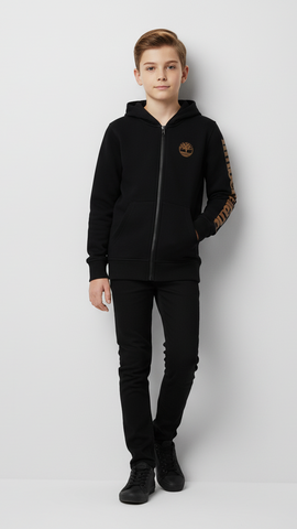 TIMBERLAND Boys Black Zip-Up Hoodie