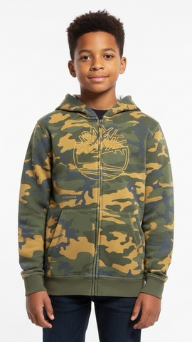 Timberland Boys Camo Full-Zip Hoodie