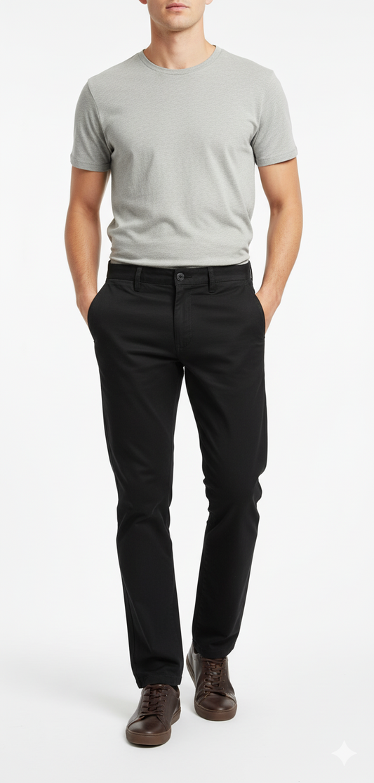 LCDN MENS BLACK COTTON CHINO