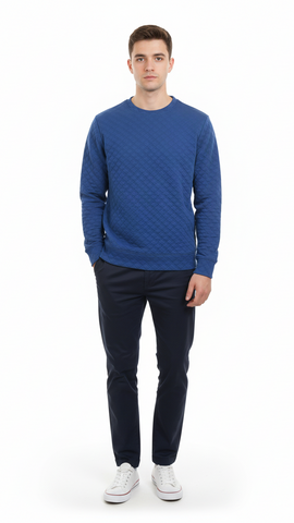 PULL&BEAR MENS TEXTURED ROUND NECK SWEATSHIRT