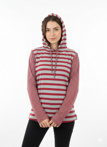 KANGAROO WOMENS STRIPPED HOODIE