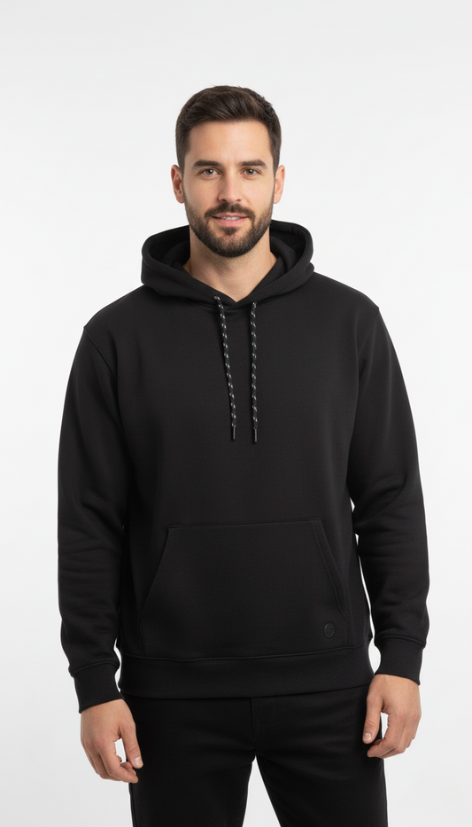 EASYWEAR  MENS BASIC BLACK HOODIE