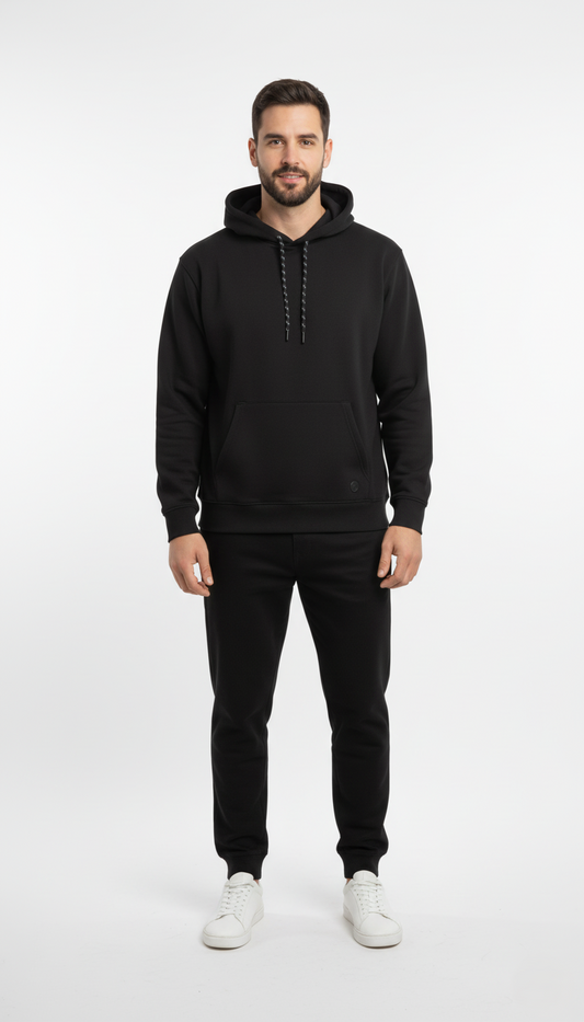 EASYWEAR  MENS BASIC BLACK HOODIE