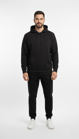 EASYWEAR  MENS BASIC BLACK HOODIE