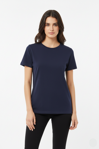 SPF WOMEN BASIC CREW NECK NAVY BLUE T SHIRT