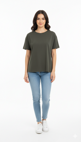 SPF WOMEN BASIC CREW NECK DARK GREEN T SHIRT