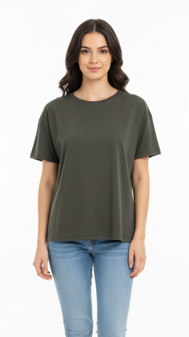 SPF WOMEN BASIC CREW NECK DARK GREEN T SHIRT