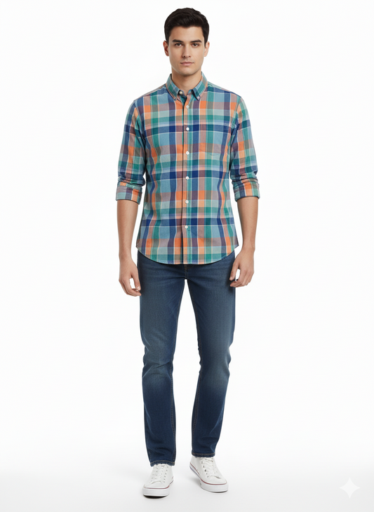 OLD NAVY MENS BUILT IN FLEX SLIM FIT SHIRT