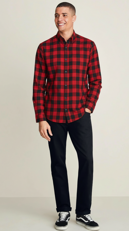 NXT MENS SLIM FIT CHECKED SHIRT