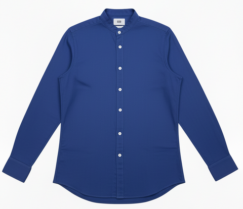 WE MENS MAO COLLAR LINEN BLEND SHIRT