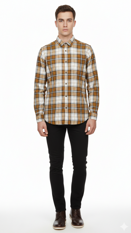 SFERA MEN REGULAR FIT FLANNEL CHECKED SHIRT