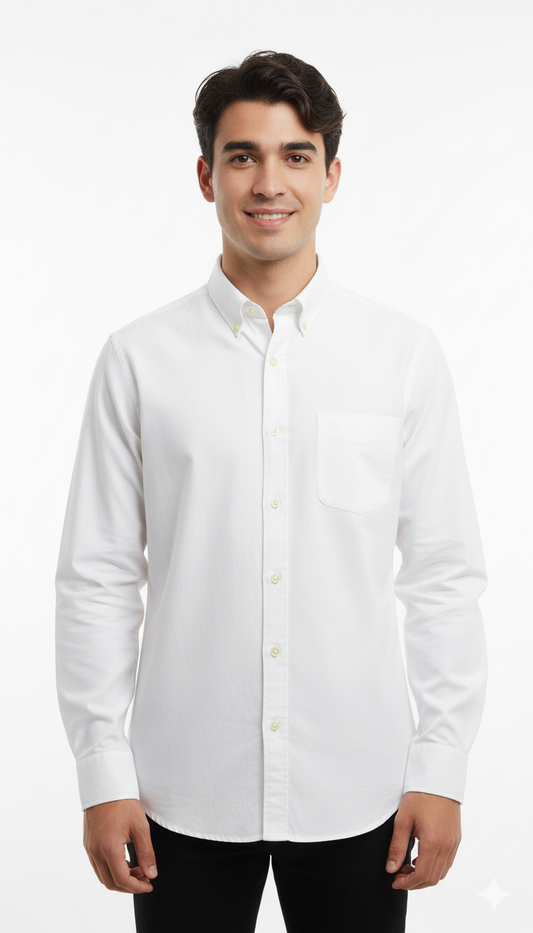 SPF MENS CUSTOM FIT WHITE TEXTURED SHIRT WITH POCKET