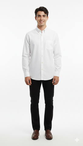 SPF MENS CUSTOM FIT WHITE TEXTURED SHIRT WITH POCKET
