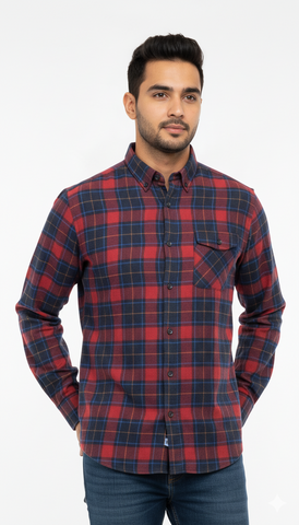 CORTEFIEL MENS FLANNEL CHECKED SHIRT