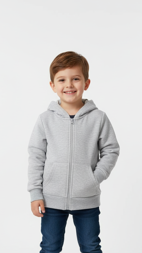 PEPCO KIDS BOYS BASIC HEATHER GREY ZIPPED HOODIE