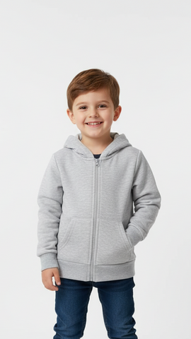 PEPCO KIDS BOYS BASIC HEATHER GREY ZIPPED HOODIE