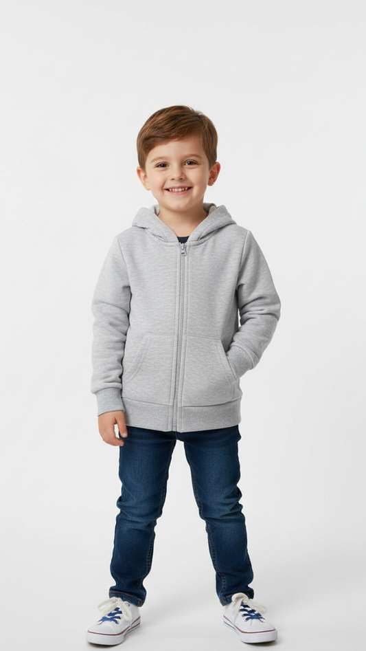 PEPCO KIDS BOYS BASIC HEATHER GREY ZIPPED HOODIE