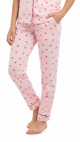 DESTINATION GIRLS CHERRY SHIRT AND TROUSER NIGHT SET