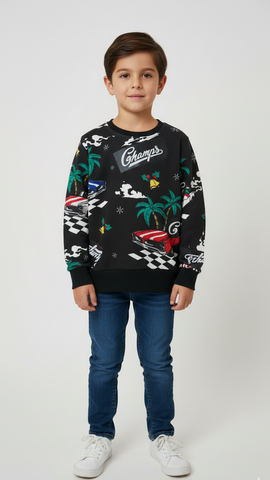 TAPE A L OEIL BOYS BLACK PRINTED SWEATSHIRT