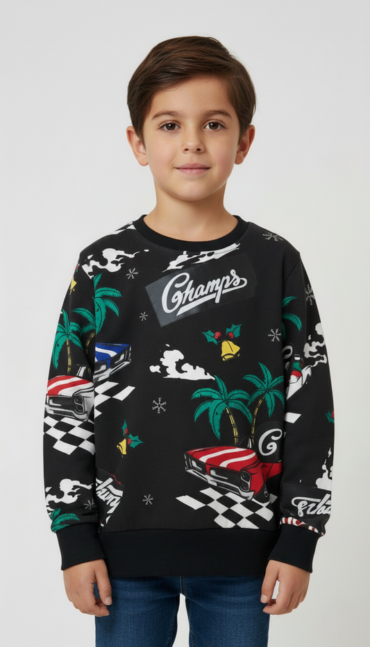 TAPE A L OEIL BOYS BLACK PRINTED SWEATSHIRT