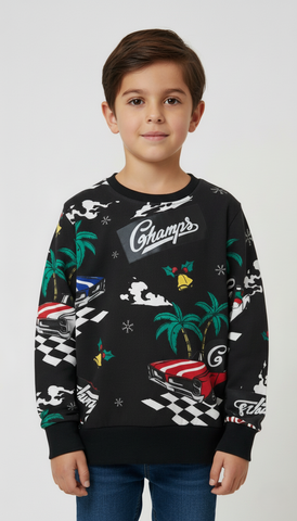 TAPE A L OEIL BOYS BLACK PRINTED SWEATSHIRT