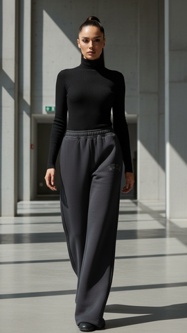 RCVA WOMENS CHARCOAL WIDE LEG TROUSER