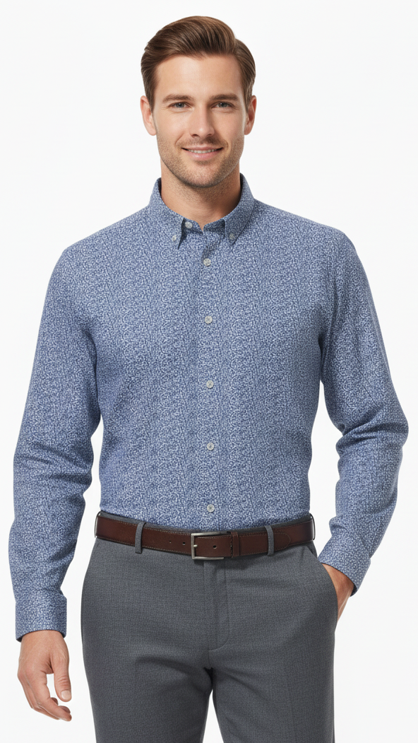 HOUSE BRAND MENS PRINTED SLIM FIT SHIRT