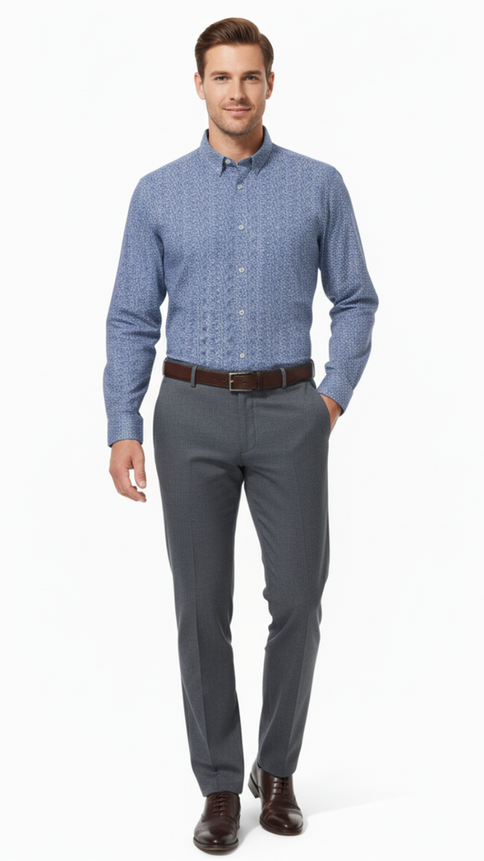 HOUSE BRAND MENS PRINTED SLIM FIT SHIRT