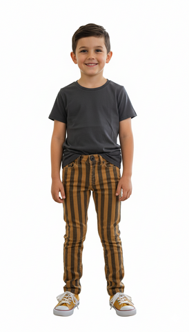 TUMBLE N DRY BOYS BLACK/ORANGE STRIPES COTTON PANT