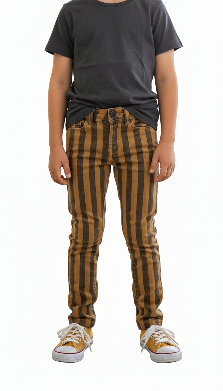 TUMBLE N DRY BOYS BLACK/ORANGE STRIPES COTTON PANT