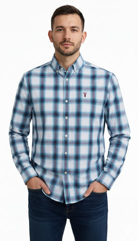 NXT MENS SLIM FIT CHECKED SHIRT