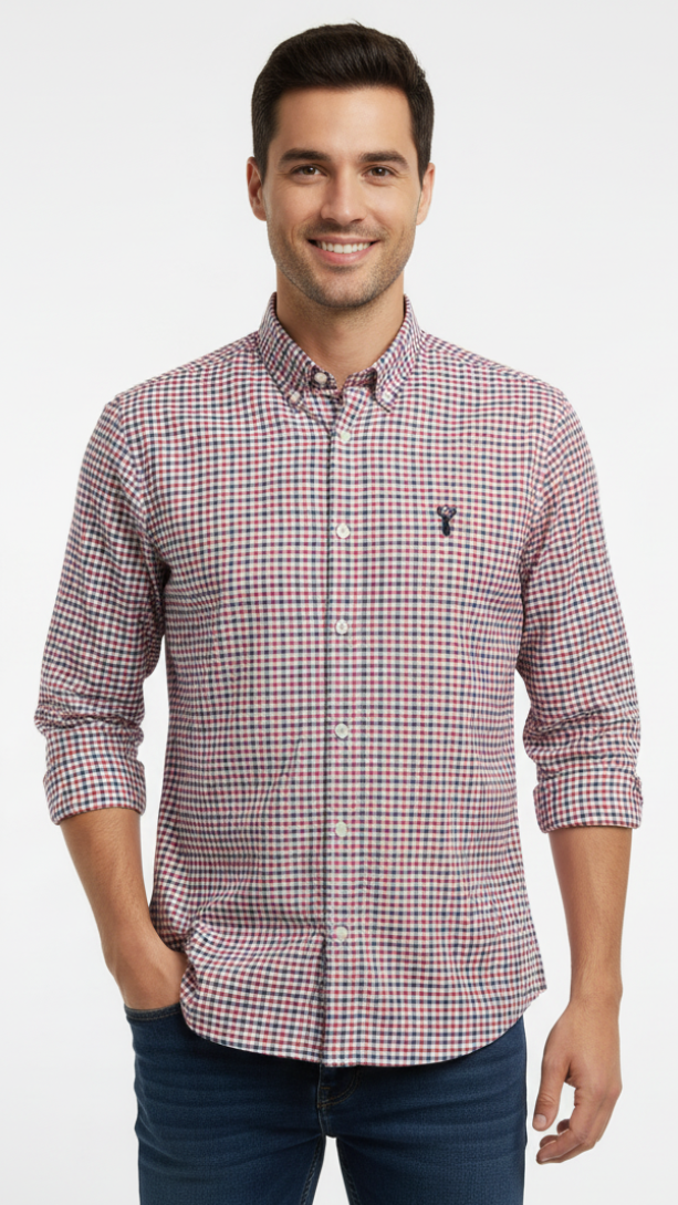 NXT MENS SLIM FIT MICRO CHECK SHIRT