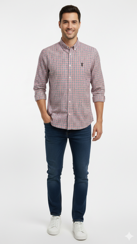 NXT MENS SLIM FIT MICRO CHECK SHIRT