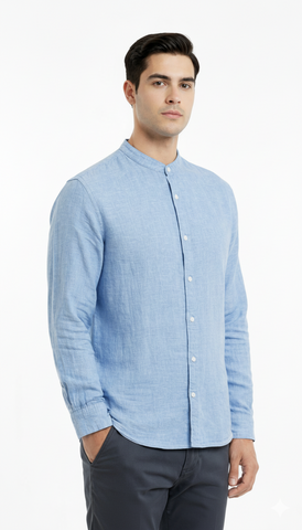 ZARA MENS MAO COLLAR LINEN SHIRT