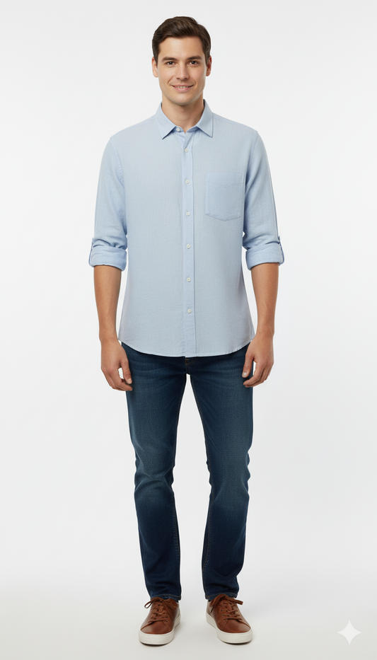 H&M MENS LINEN RELEXED FIT SHIRT