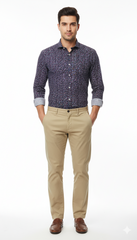 MENS SLIMFIT EASY IRON PRINTED SHIRT