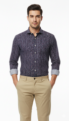 MENS SLIMFIT EASY IRON PRINTED SHIRT