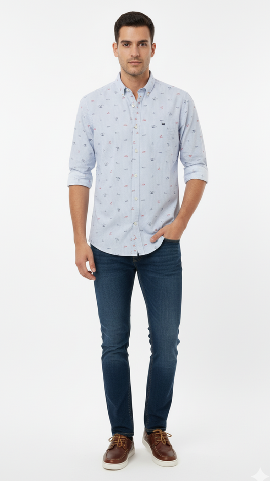 CELIO MENS PRINTED STRIPED SHIRT