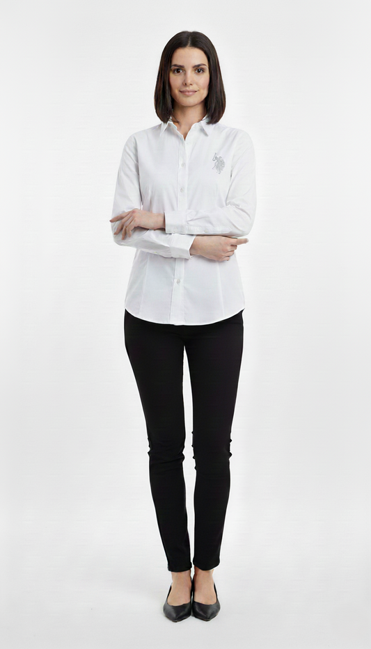 WOMENS BASIC WHITE LOGO SHIRT