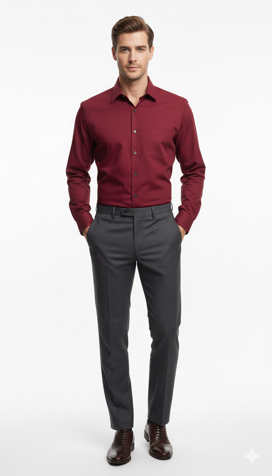 VAN HUSEN FLEX MENS REGULAR FIT BASIC WRINKLE FREE SHIRT