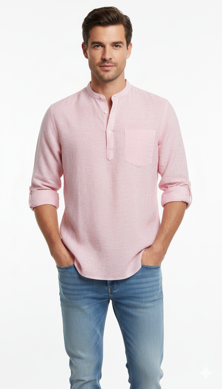 SPLESH PRO MENS STRIPED BAND COLLAR SHIRT