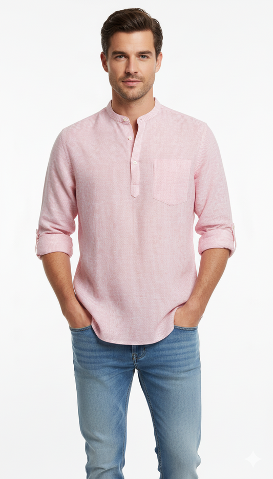 SPLESH PRO MENS STRIPED BAND COLLAR SHIRT