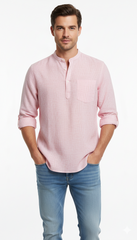 SPLESH PRO MENS STRIPED BAND COLLAR SHIRT