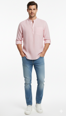 SPLESH PRO MENS STRIPED BAND COLLAR SHIRT